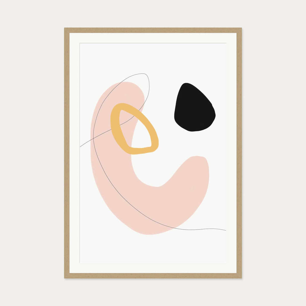 Organic Bean Shapes Art Print — 70 x 100 cm — Oak Frame