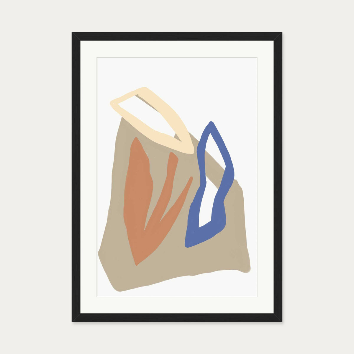 Organic Botanical Shapes Art Print — 50 x 70 cm — Black Frame