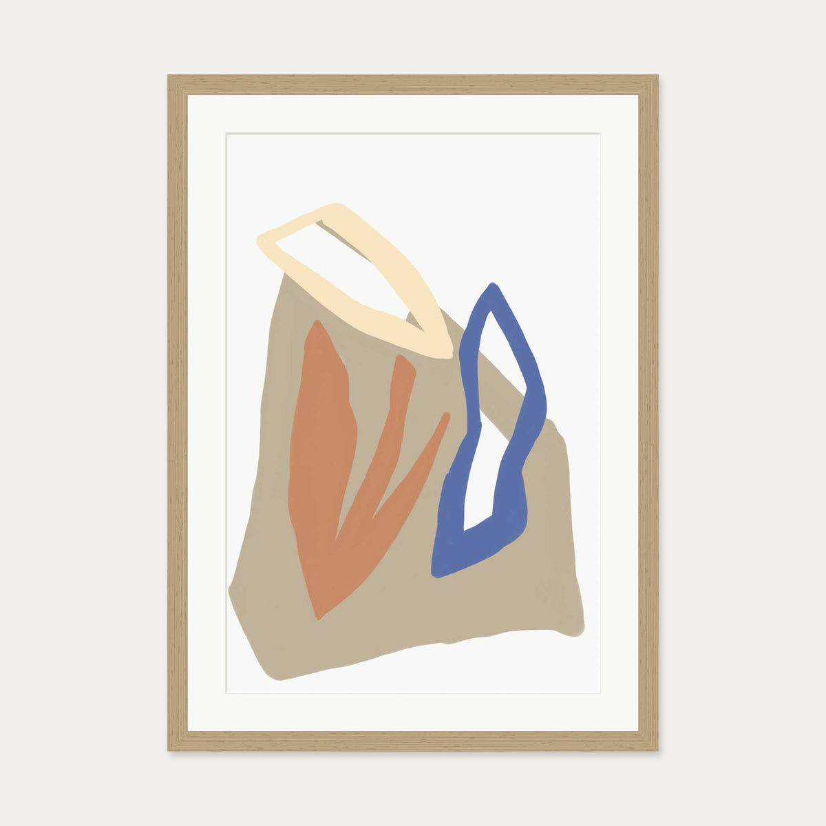 Organic Botanical Shapes Art Print — 50 x 70 cm — Oak Frame