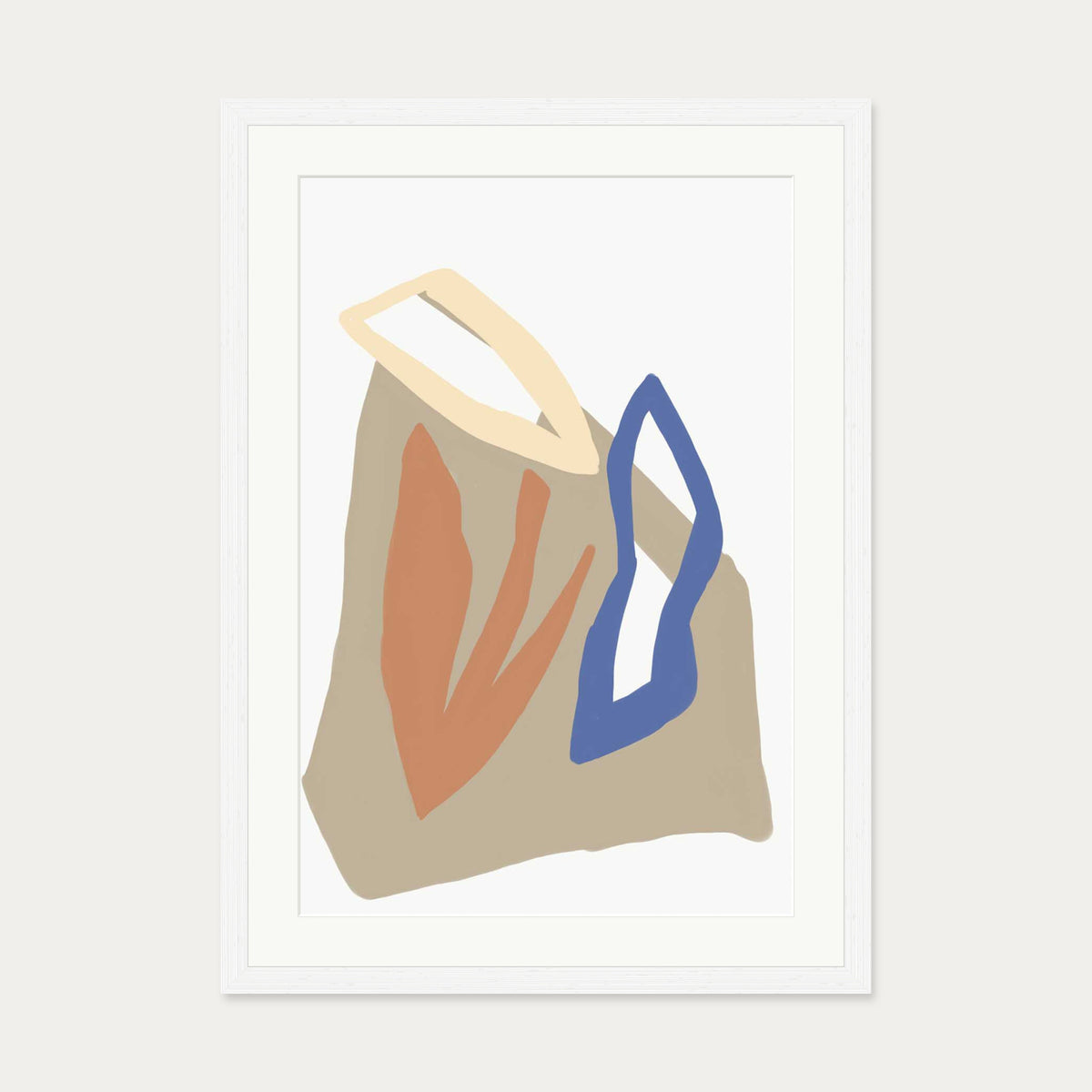 Organic Botanical Shapes Art Print — 50 x 70 cm — White Frame