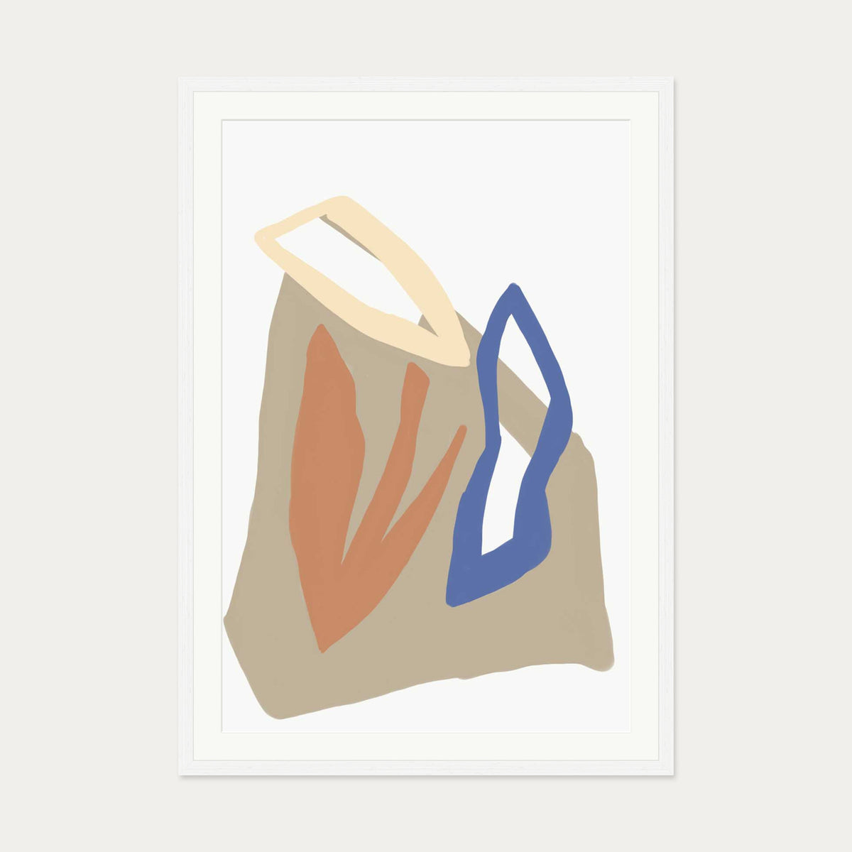 Organic Botanical Shapes Art Print — 70 x 100 cm — White Frame
