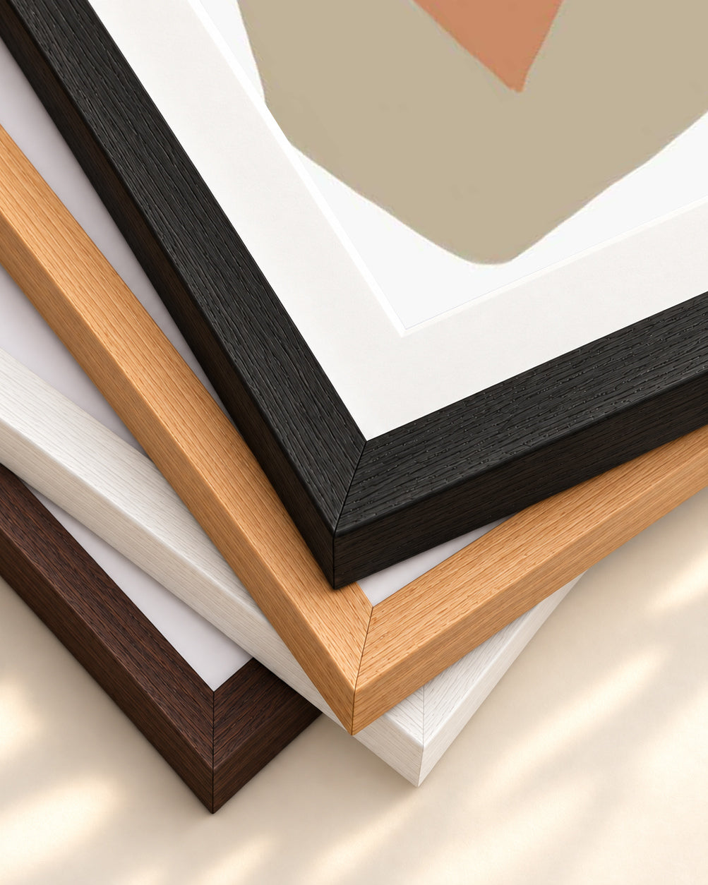 Organic Botanical Shapes Art Print — framed print corner with 5 cm mount and bevel