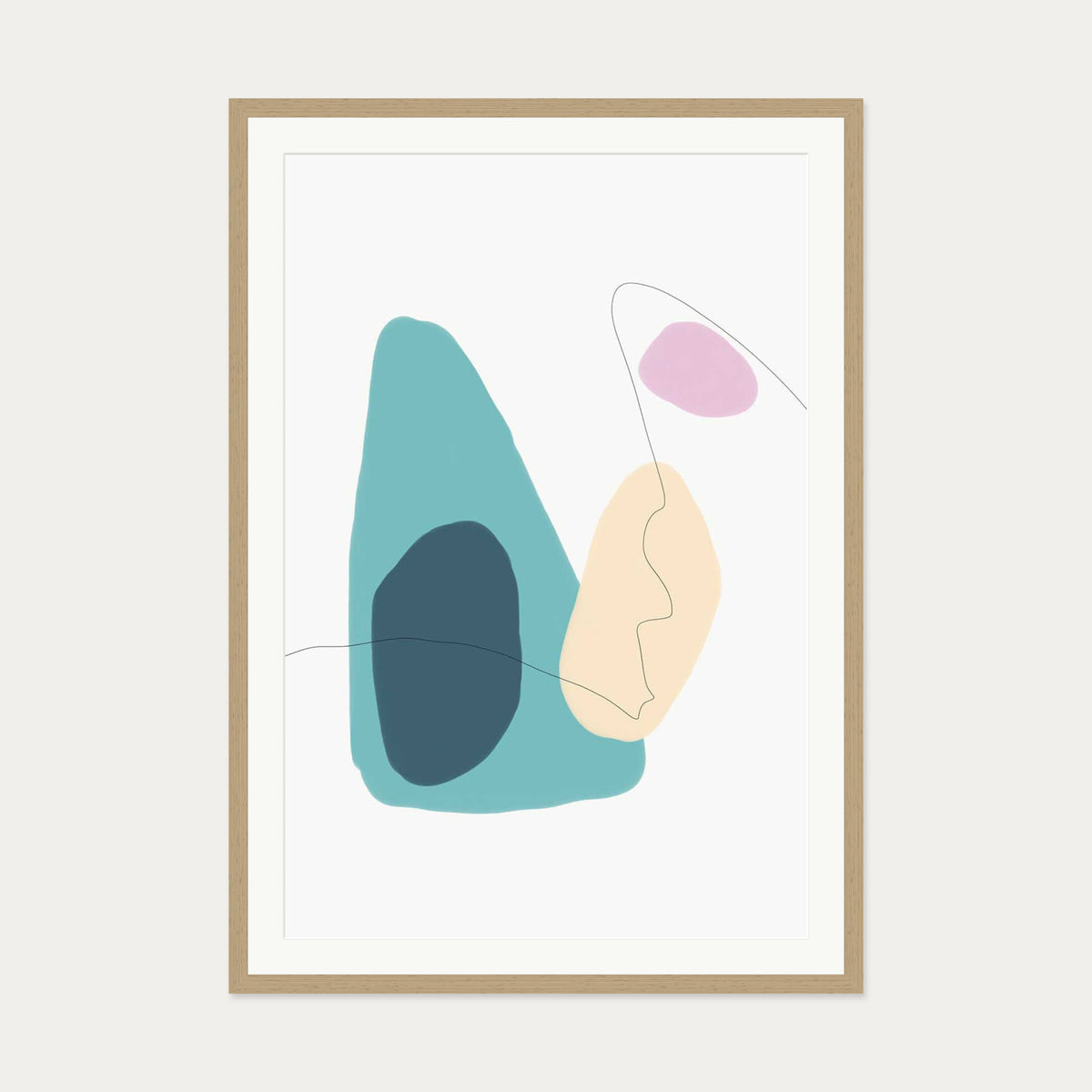 Organic Illustration Art Print — 70 x 100 cm — Oak Frame
