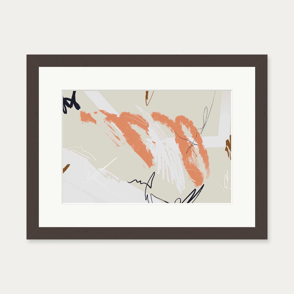 Organic Marks Art Print — 30 x 40 cm — Brown Frame