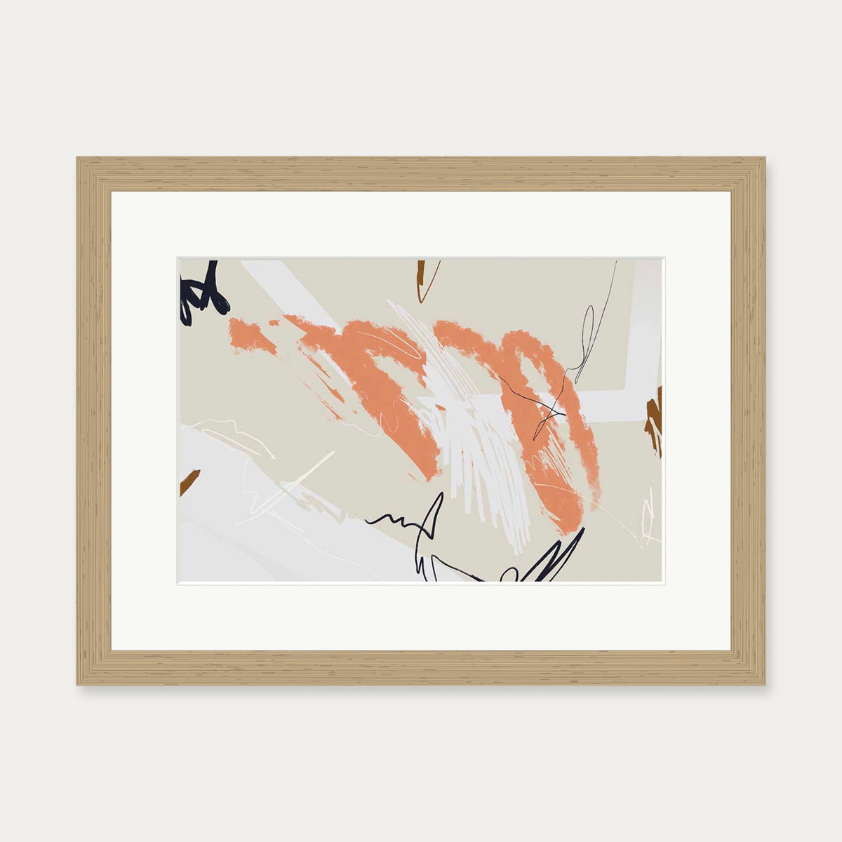 Organic Marks Art Print — 30 x 40 cm — Oak Frame