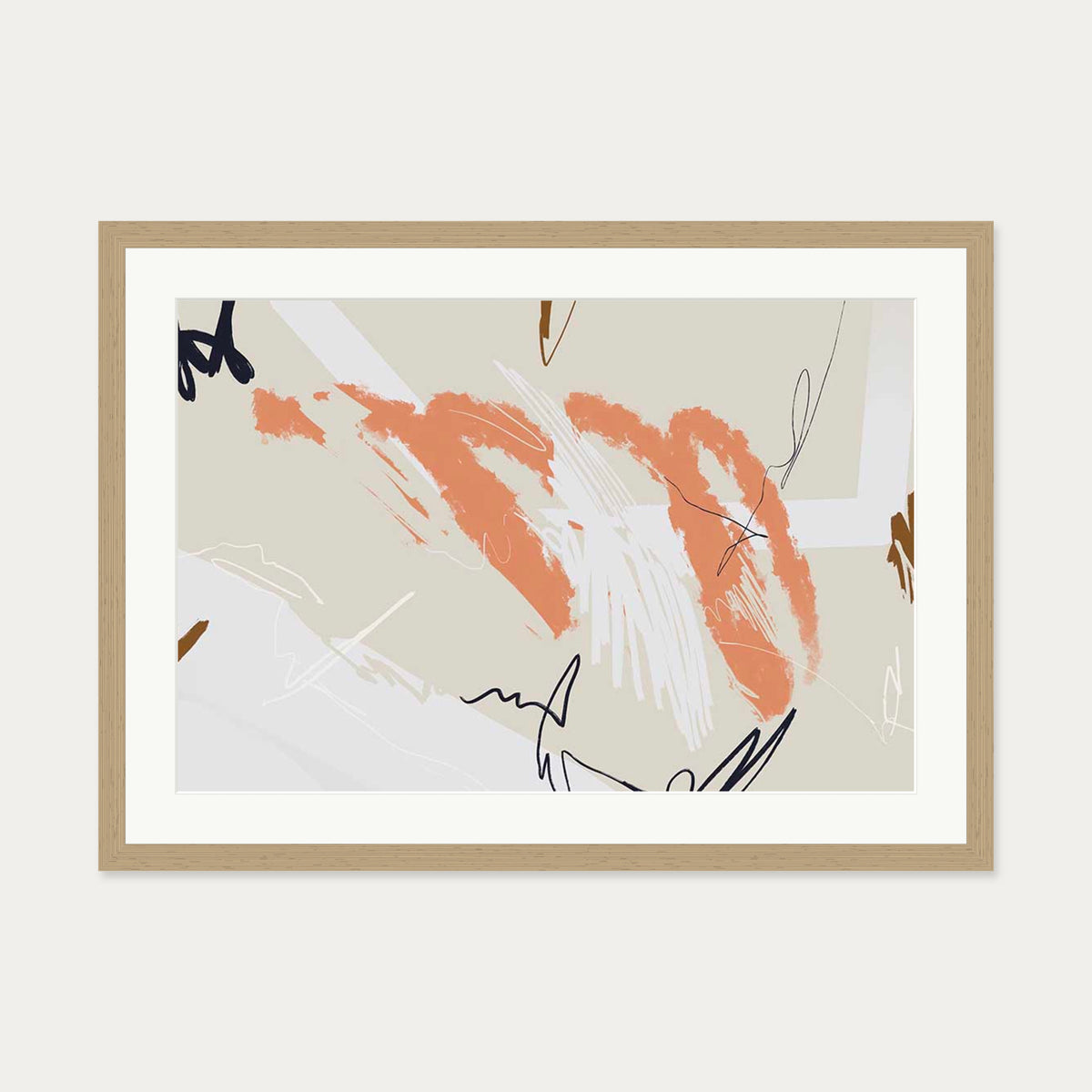 Organic Marks Art Print — 50 x 70 cm — Oak Frame