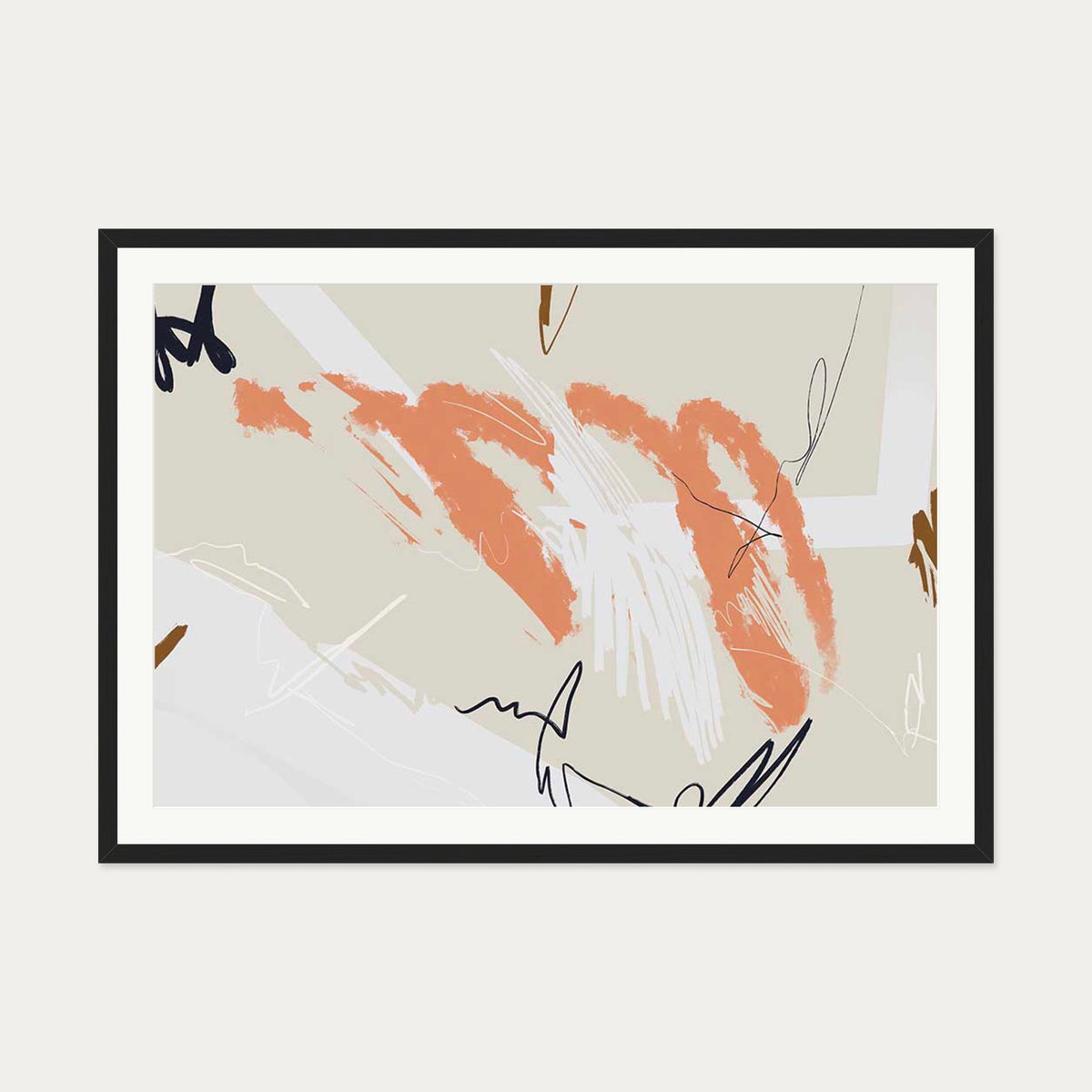 Organic Marks Art Print — 70 x 100 cm — Black Frame