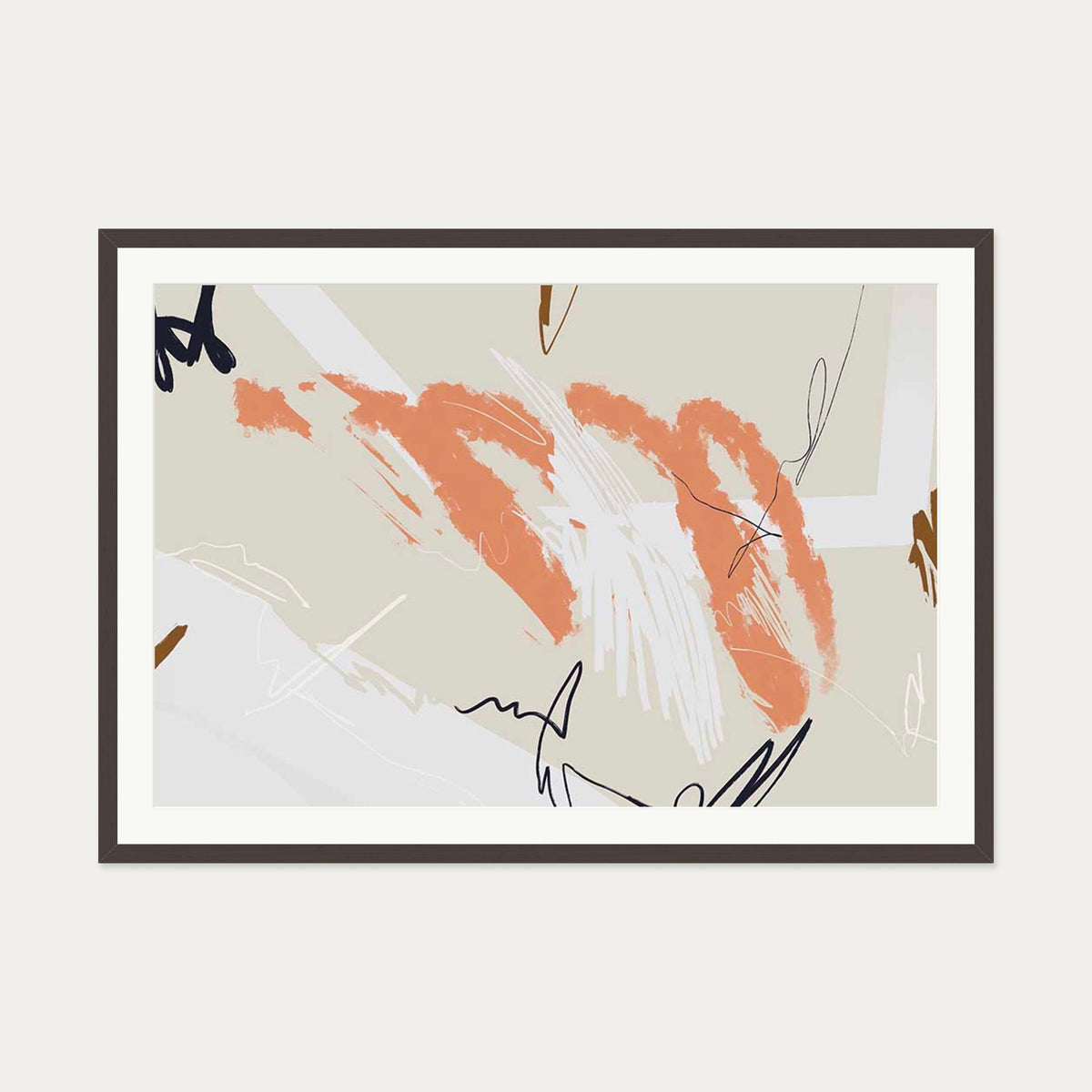 Organic Marks Art Print — 70 x 100 cm — Brown Frame