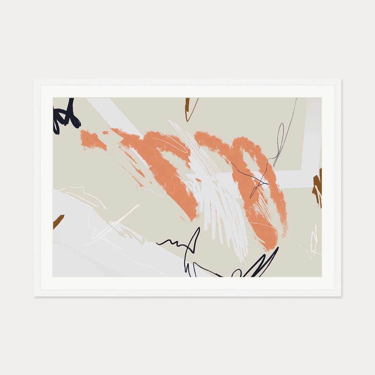 Organic Marks Art Print — 70 x 100 cm — White Frame