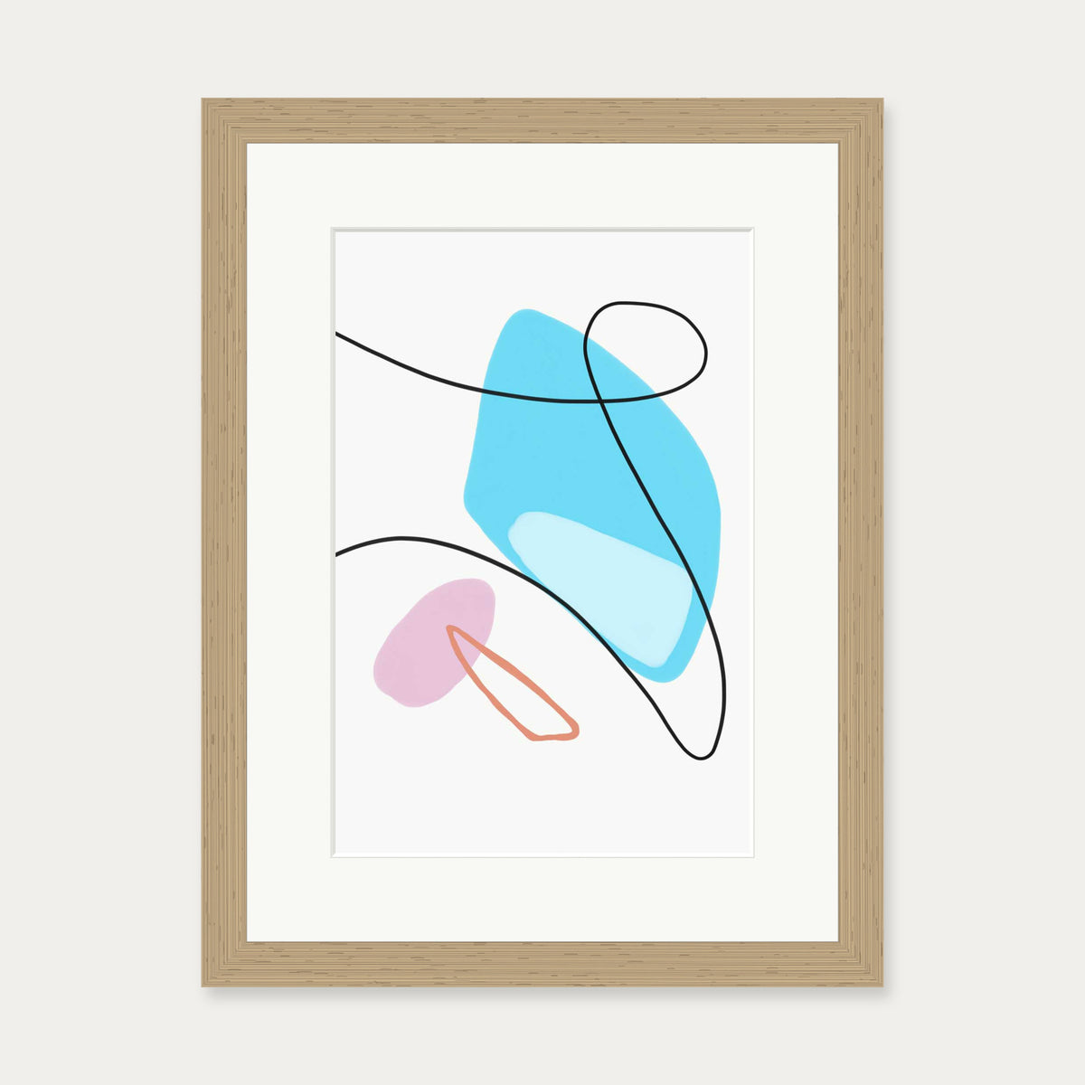 Organic Shapes Art Print — 30 x 40 cm — Oak Frame