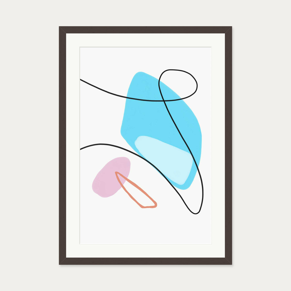 Organic Shapes Art Print — 50 x 70 cm — Brown Frame