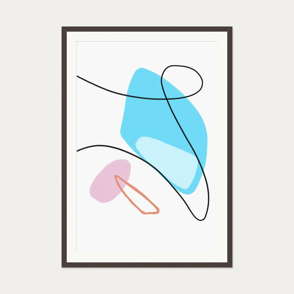 Organic Shapes Art Print — 70 x 100 cm — Brown Frame