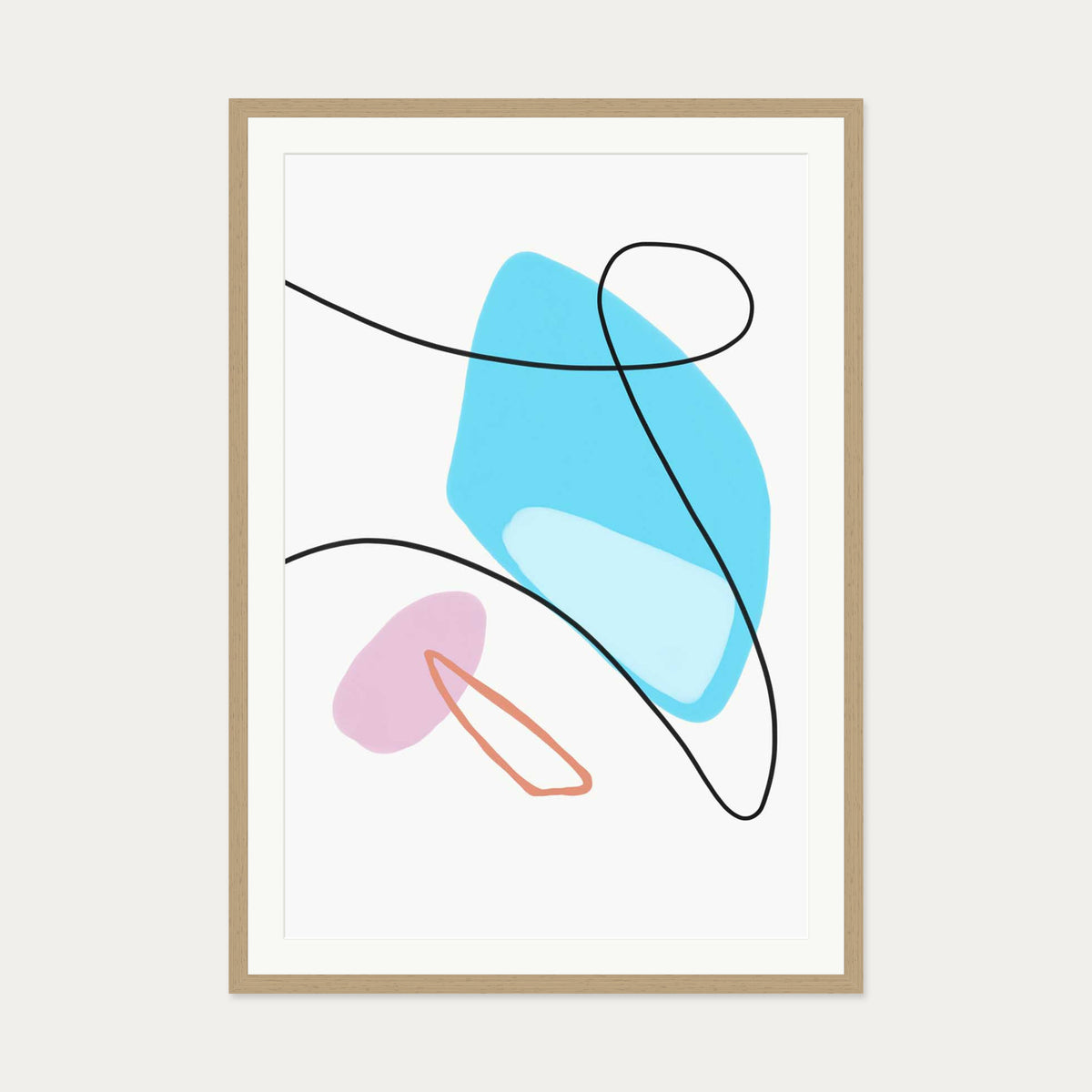 Organic Shapes Art Print — 70 x 100 cm — Oak Frame