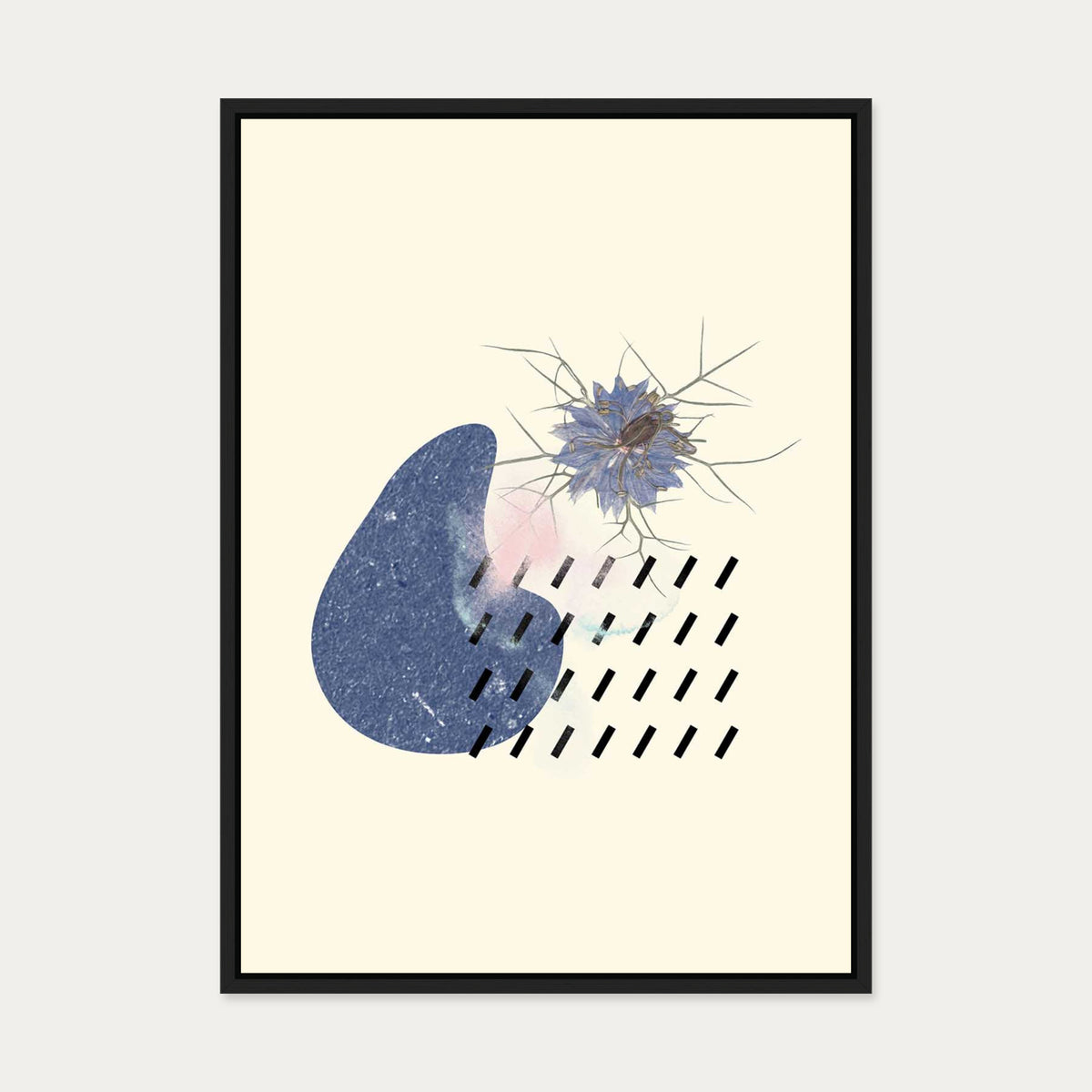 Organic Shapes Beige Canvas Art — 50 x 70 cm — Black Frame