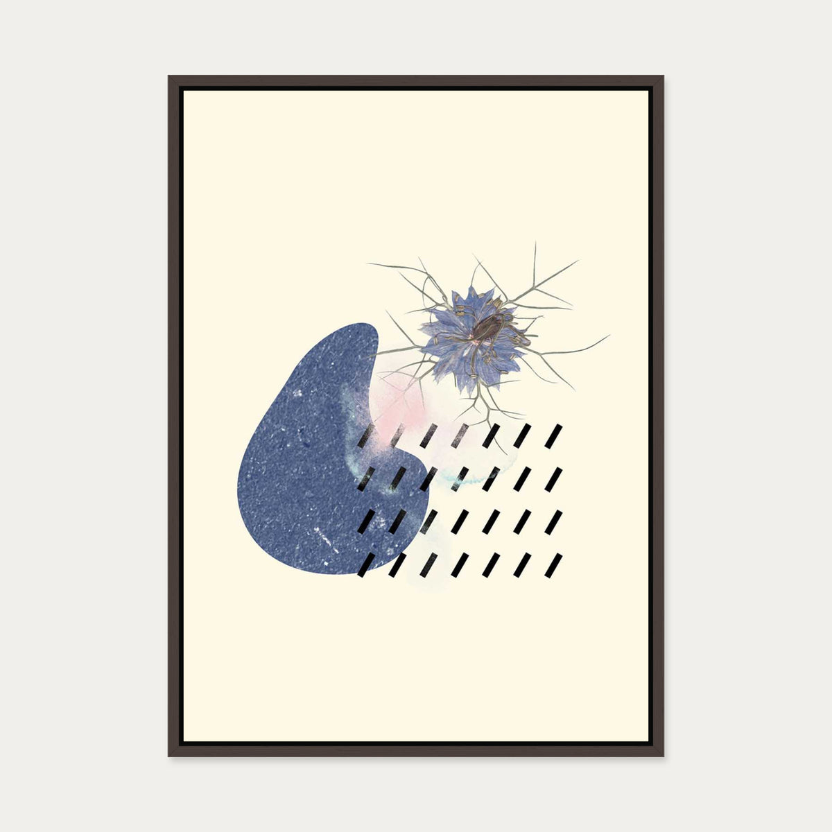 Organic Shapes Beige Canvas Art — 50 x 70 cm — Brown Frame