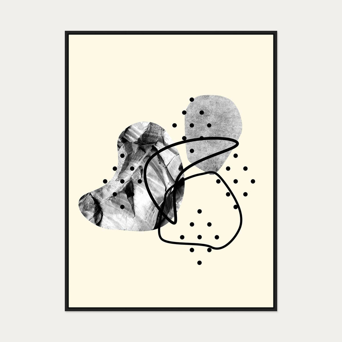 Organic Shapes Canvas Art — 90 x 120 cm — Black Frame