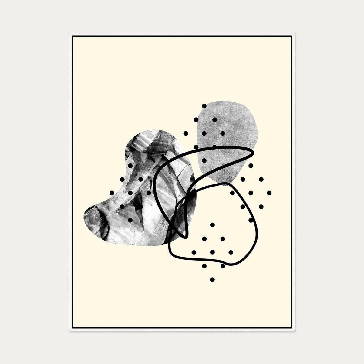 Organic Shapes Canvas Art — 90 x 120 cm — White Frame