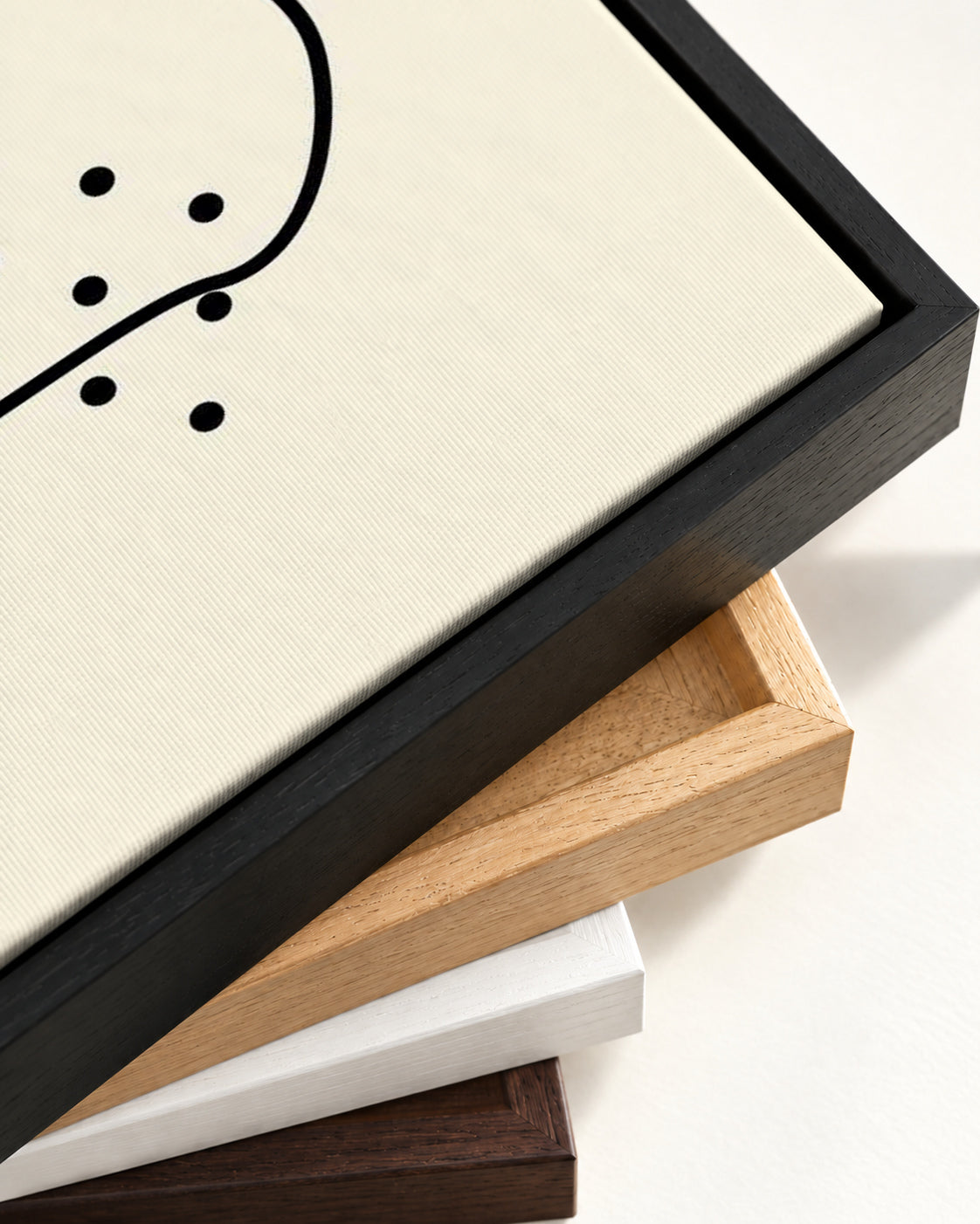 Organic Shapes Canvas Art — framed canvas corner and wrapped canvas detail