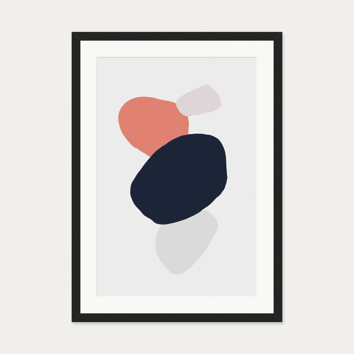 Organic Stone Shapes Art Print — 50 x 70 cm — Black Frame