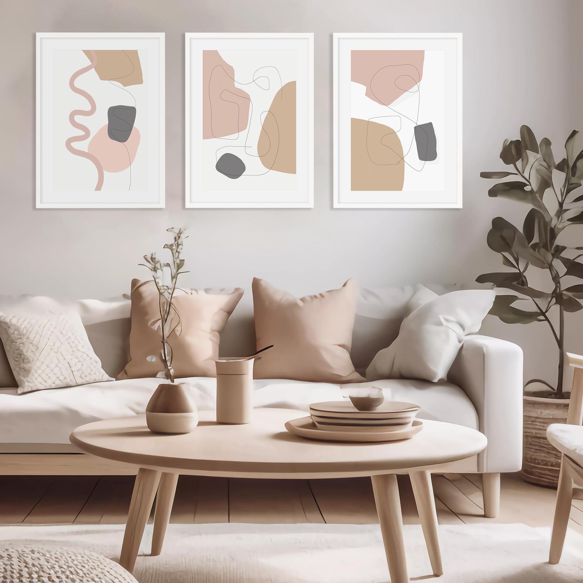 Blushed Organic Shapes - Set Of 3 Prints