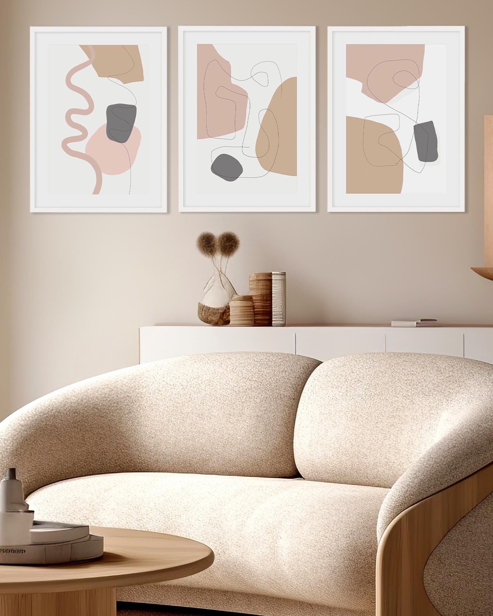 Blushed Organic Shapes - Set Of 3 Prints