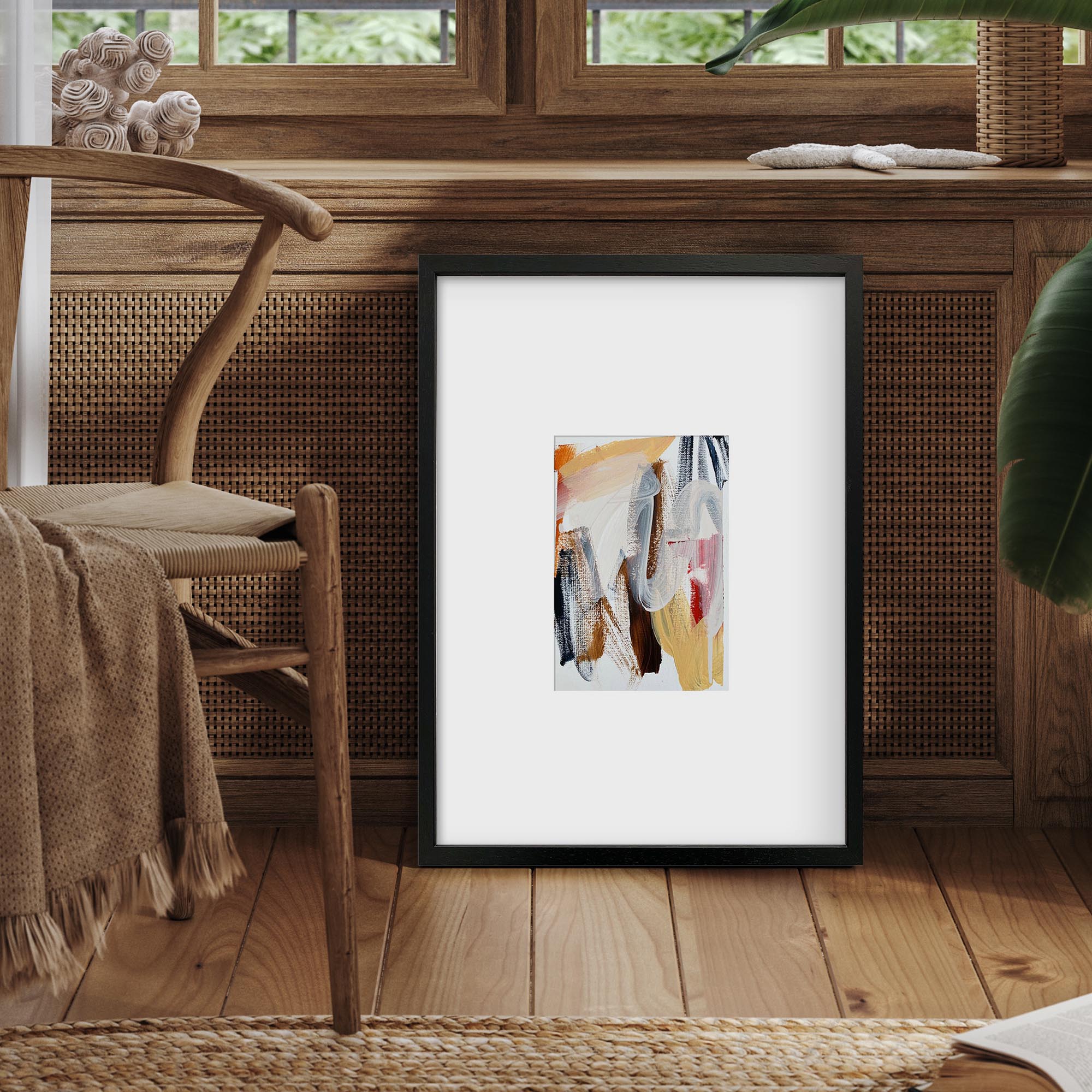 Composition 4 Framed Original Painting-Abstract House