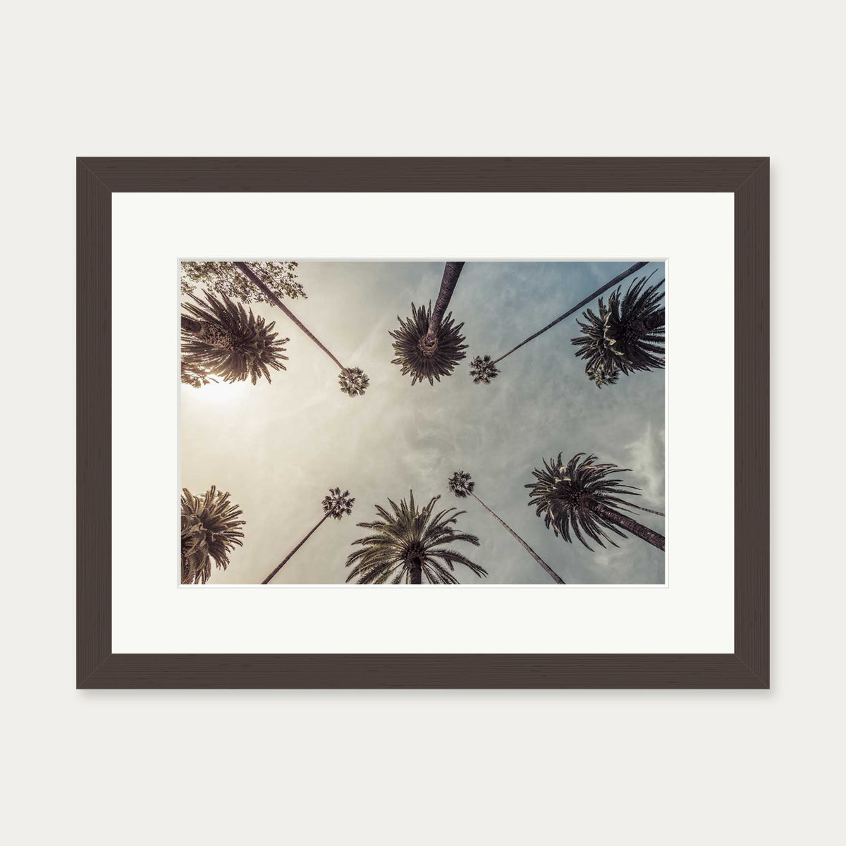 Palm Tree View Wall Art Print — 30 x 40 cm — Brown Frame