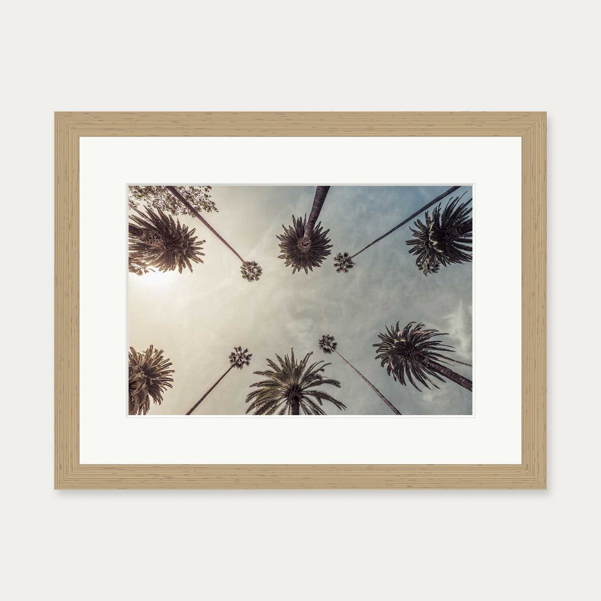 Palm Tree View Wall Art Print — 30 x 40 cm — Oak Frame