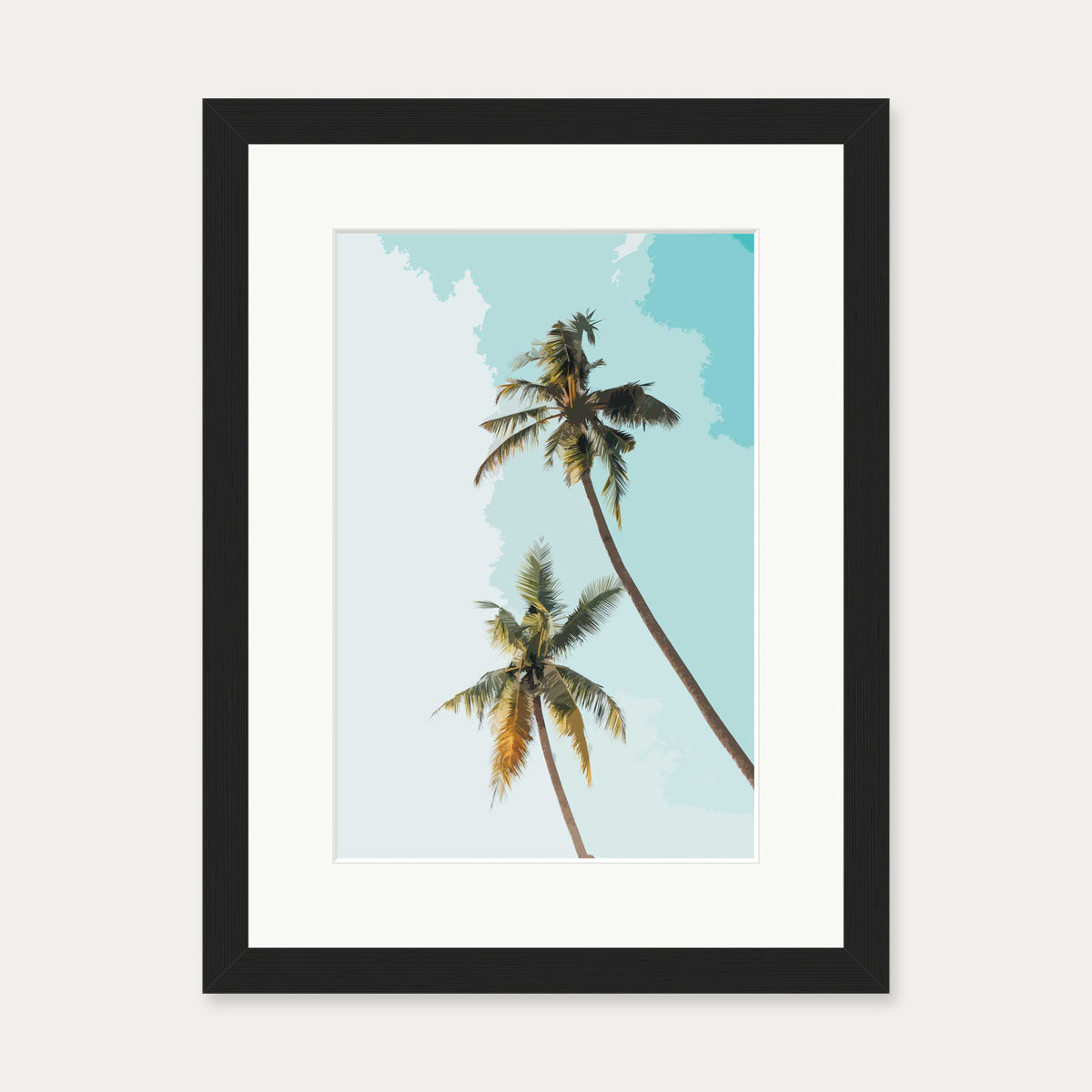 Palm Trees Illustrated Art Print — 30 x 40 cm — Black Frame