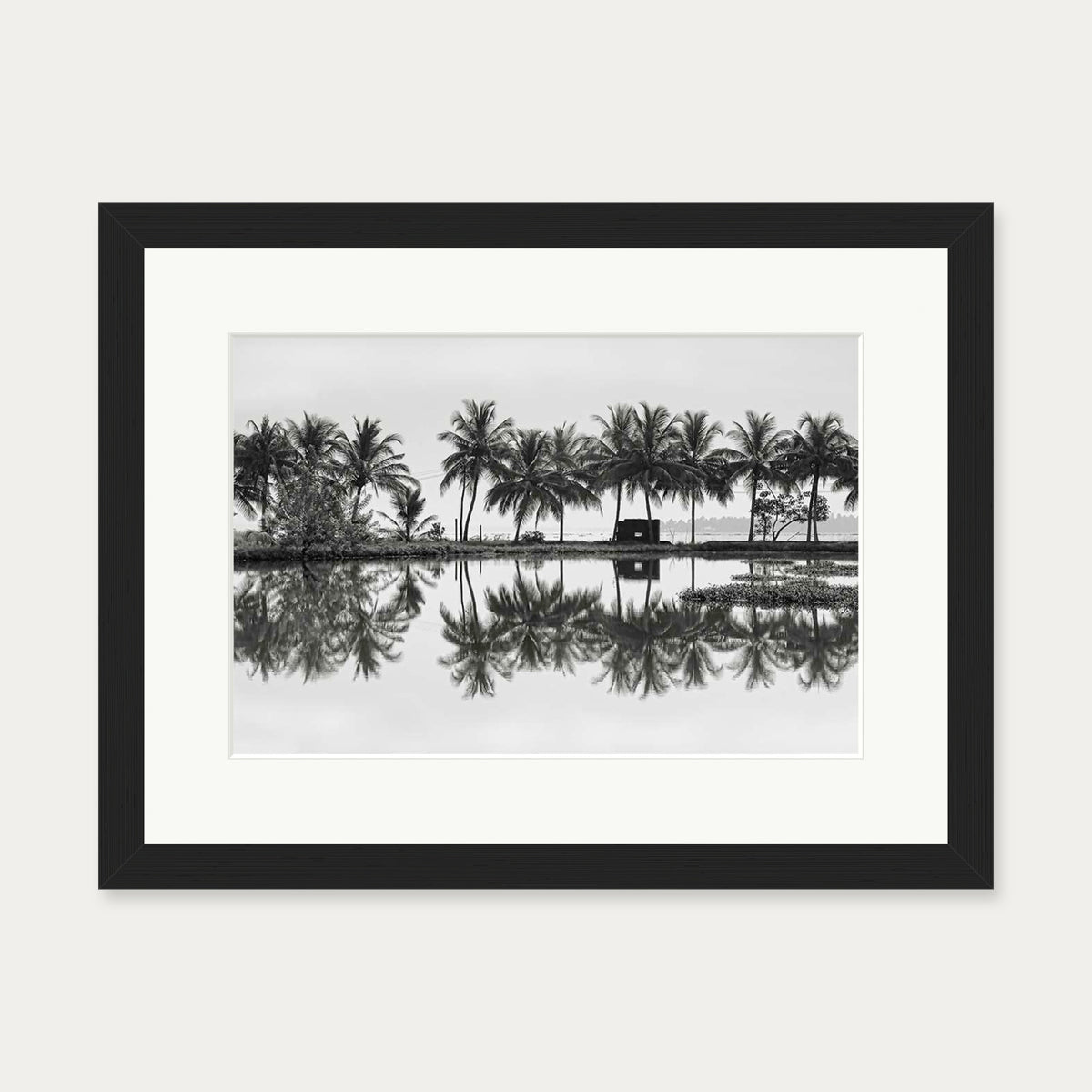 Palm Trees Reflection Art Print — 30 x 40 cm — Black Frame