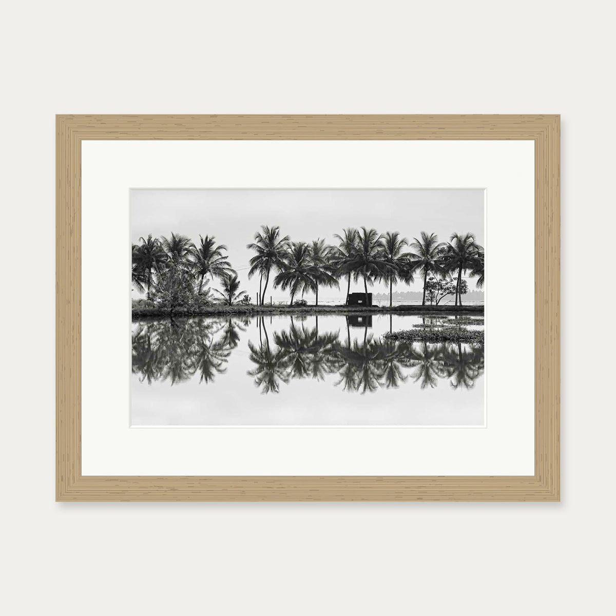 Palm Trees Reflection Art Print — 30 x 40 cm — Oak Frame