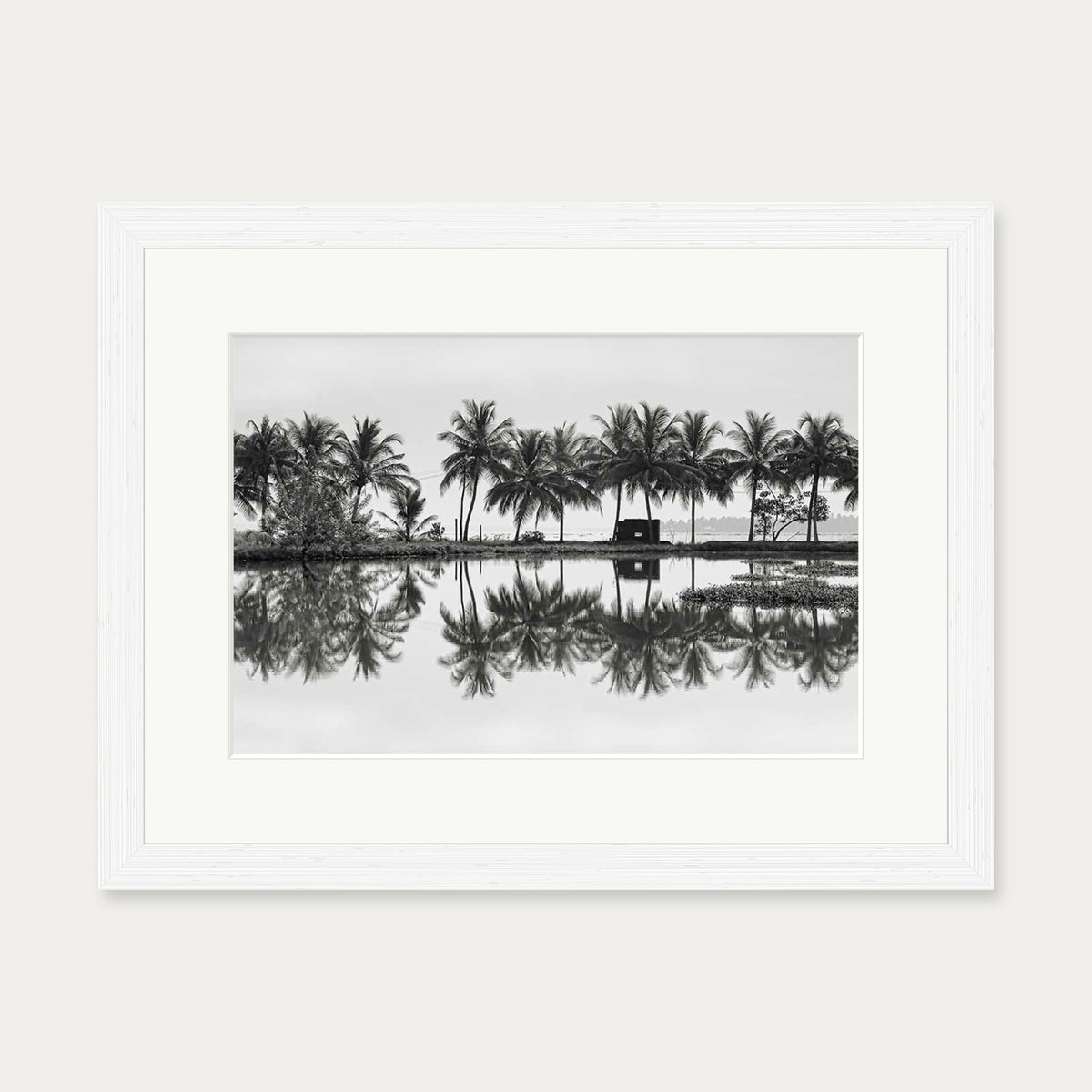 Palm Trees Reflection Art Print — 30 x 40 cm — White Frame
