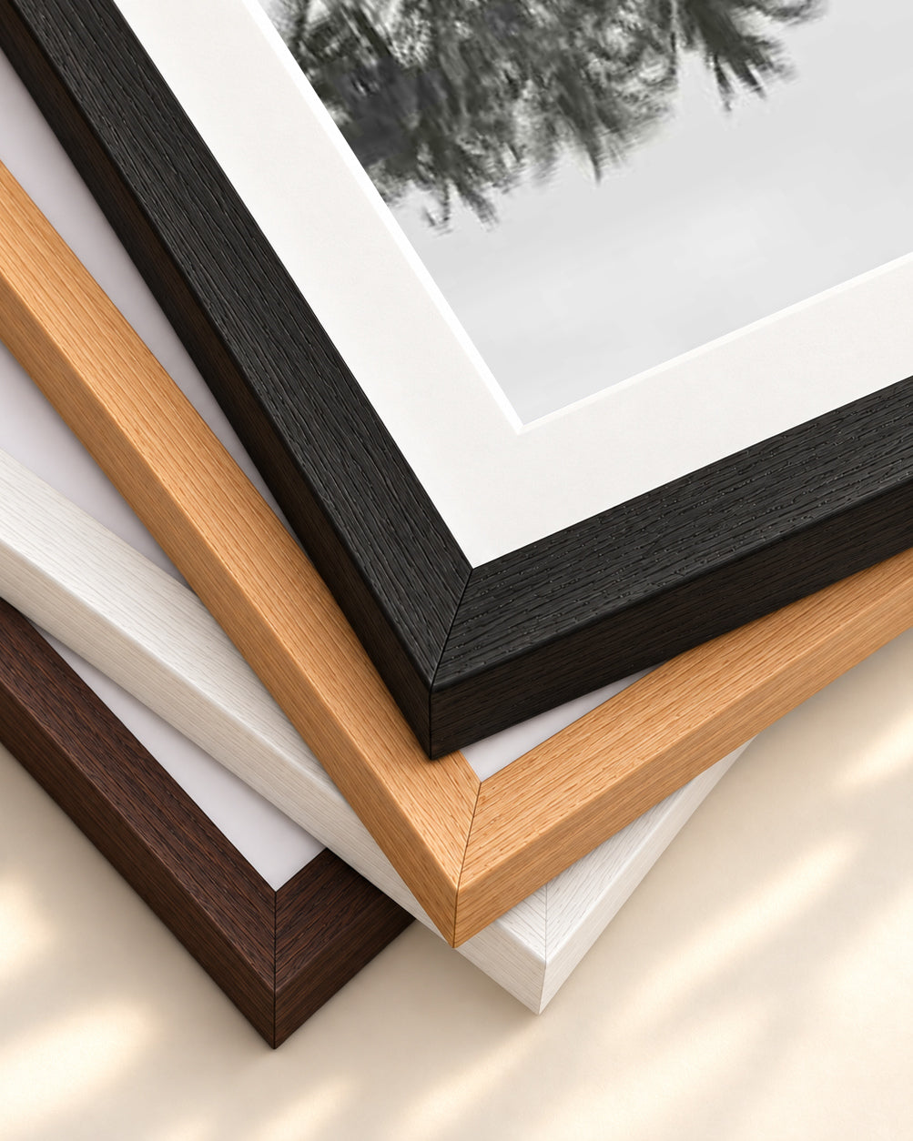 Palm Trees Reflection Art Print — framed print corner with 5 cm mount and bevel