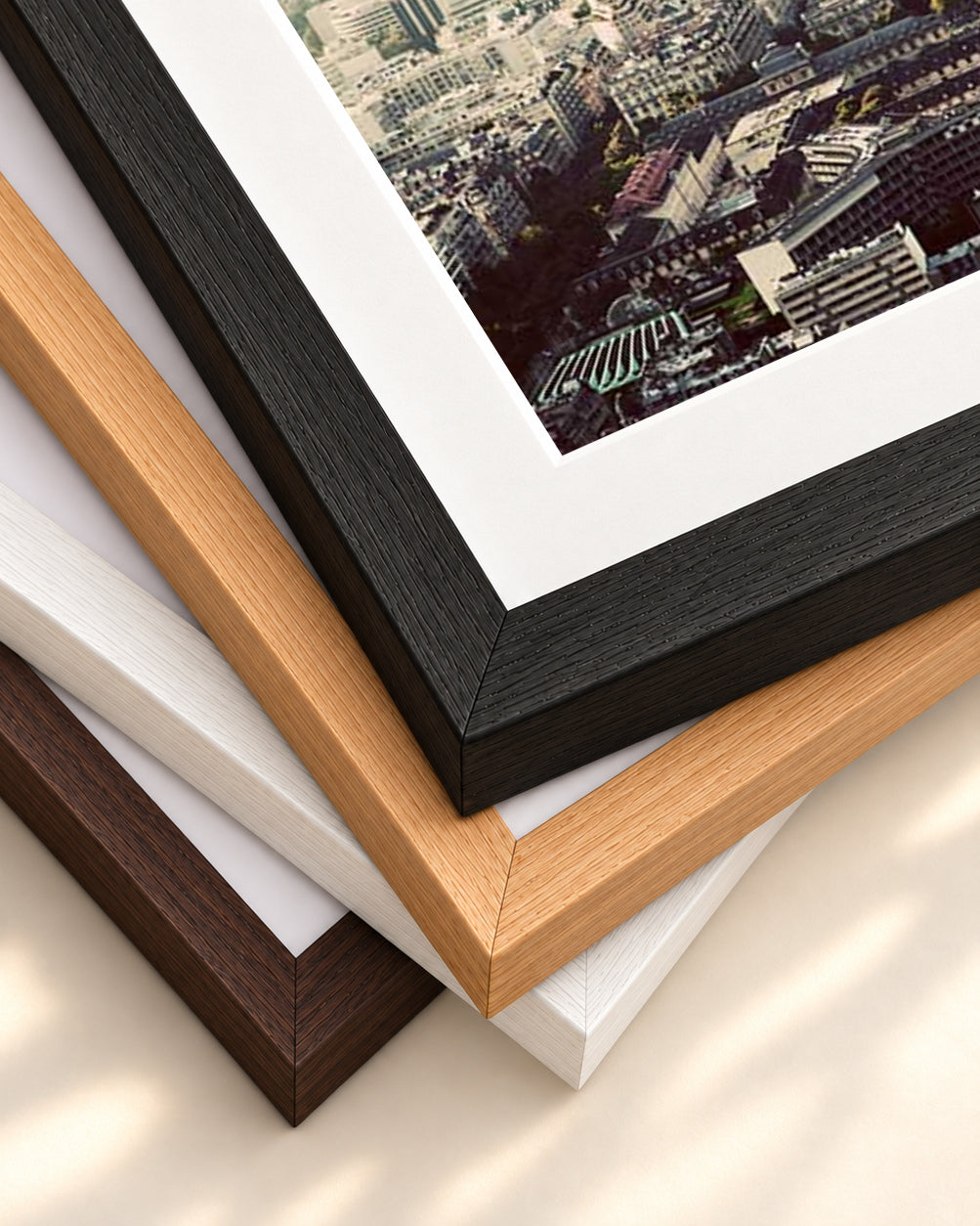 Paris City Poster — framed print corner with 5 cm mount and bevel