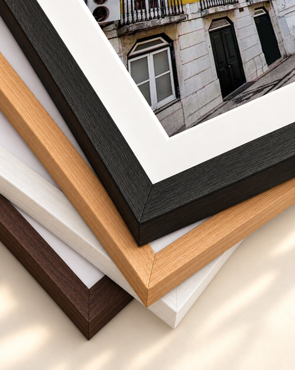Parisian Architecture Wall Art Print — framed print corner with 5 cm mount and bevel