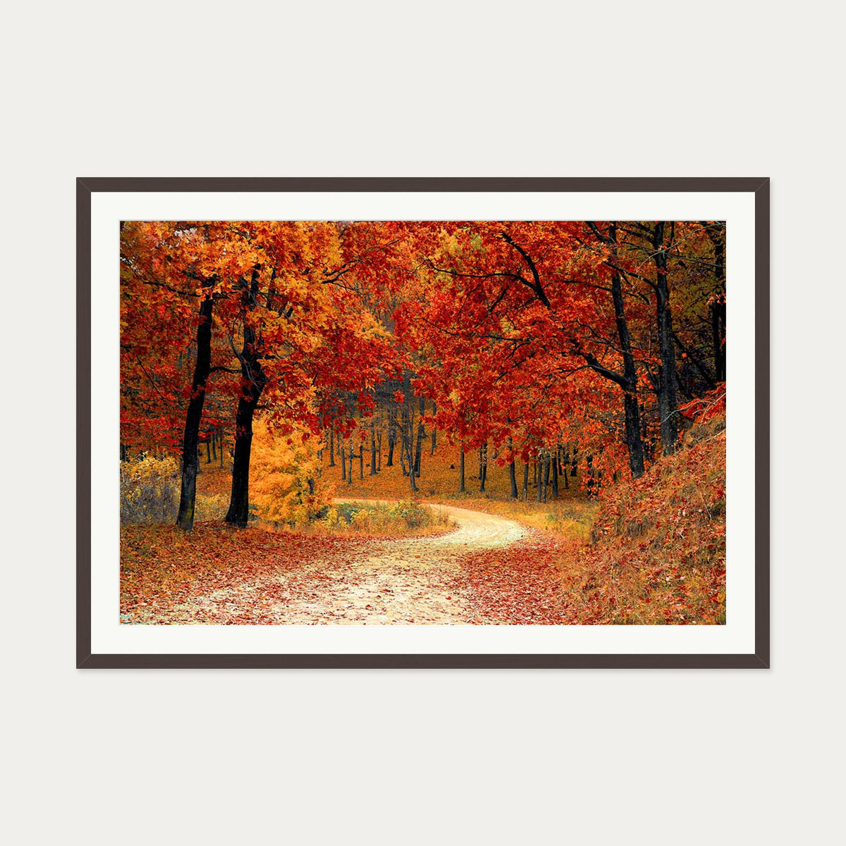 Park In The Autumn Art Print — 70 x 100 cm — Brown Frame
