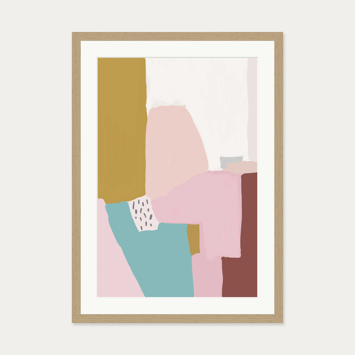 Pastel Abstract Design Art Print — 50 x 70 cm — Oak Frame