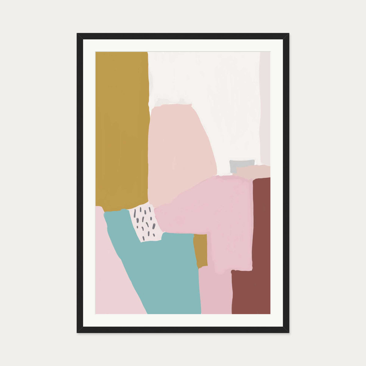Pastel Abstract Design Art Print — 70 x 100 cm — Black Frame