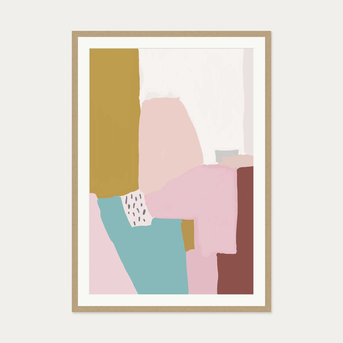 Pastel Abstract Design Art Print — 70 x 100 cm — Oak Frame