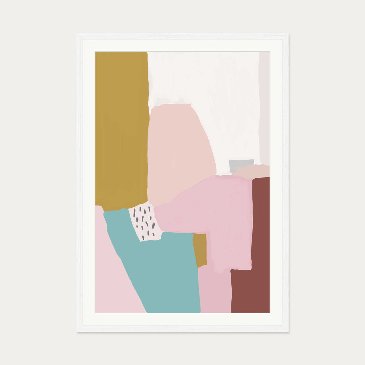 Pastel Abstract Design Art Print — 70 x 100 cm — White Frame