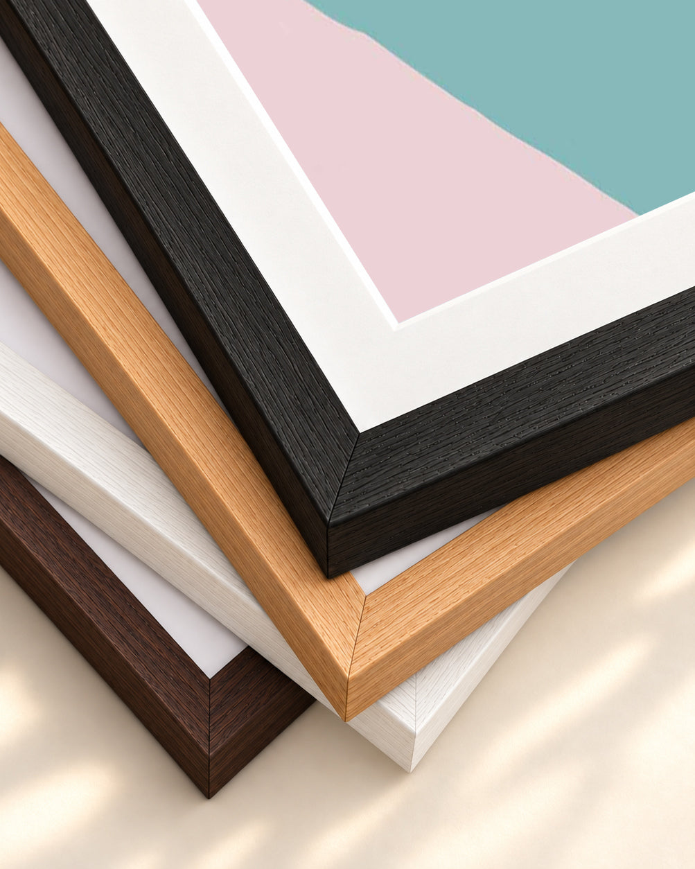 Pastel Abstract Design Art Print — framed print corner with 5 cm mount and bevel