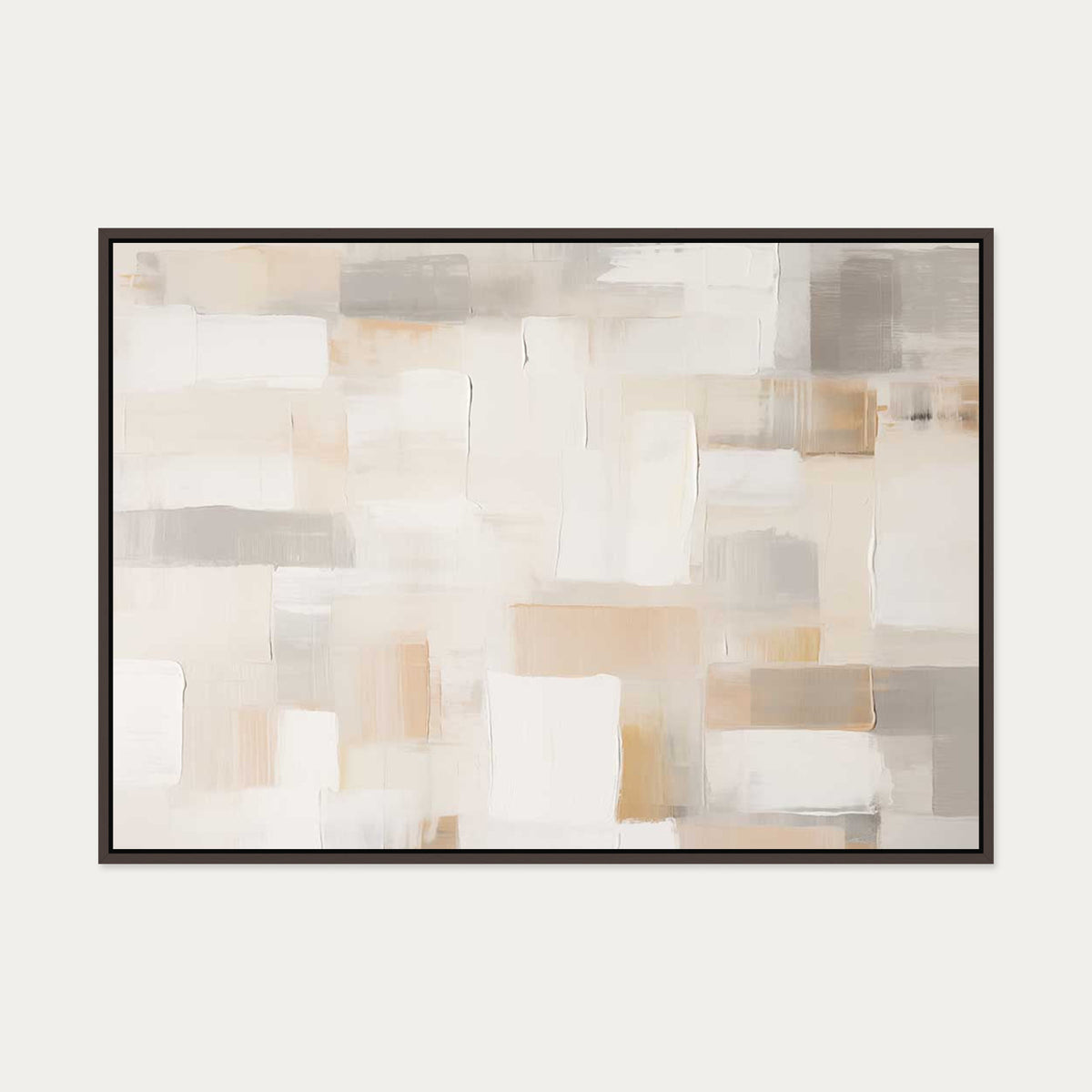 Patchwork Beige Canvas Art — 70 x 100 cm — Brown Frame