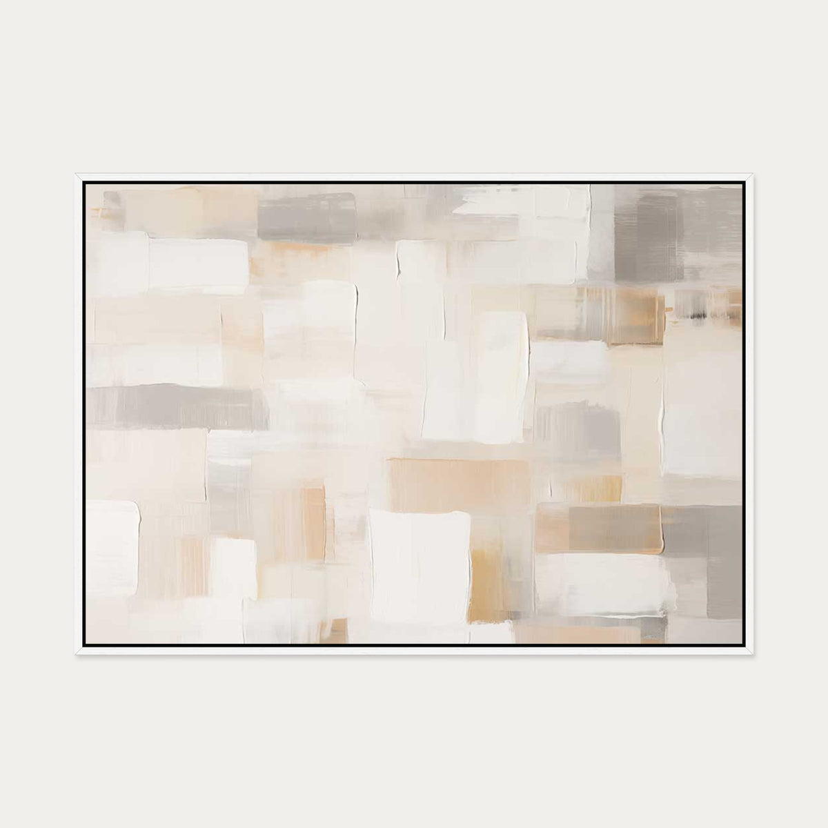 Patchwork Beige Canvas Art — 70 x 100 cm — White Frame