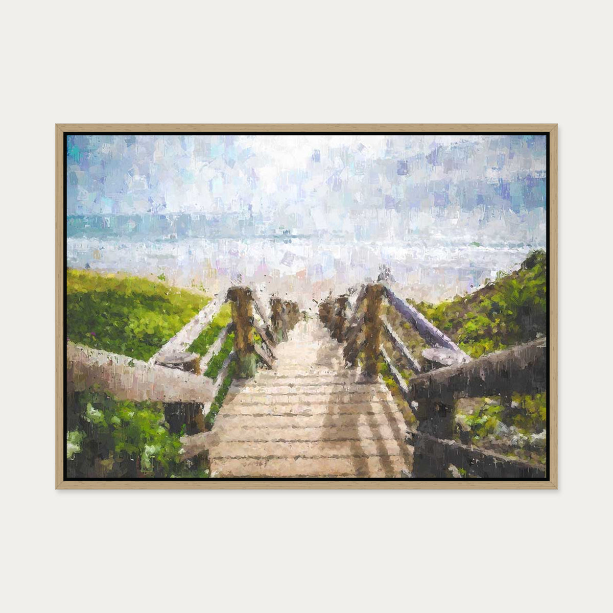 Path To The Beach Canvas Art — 50 x 70 cm — Oak Frame