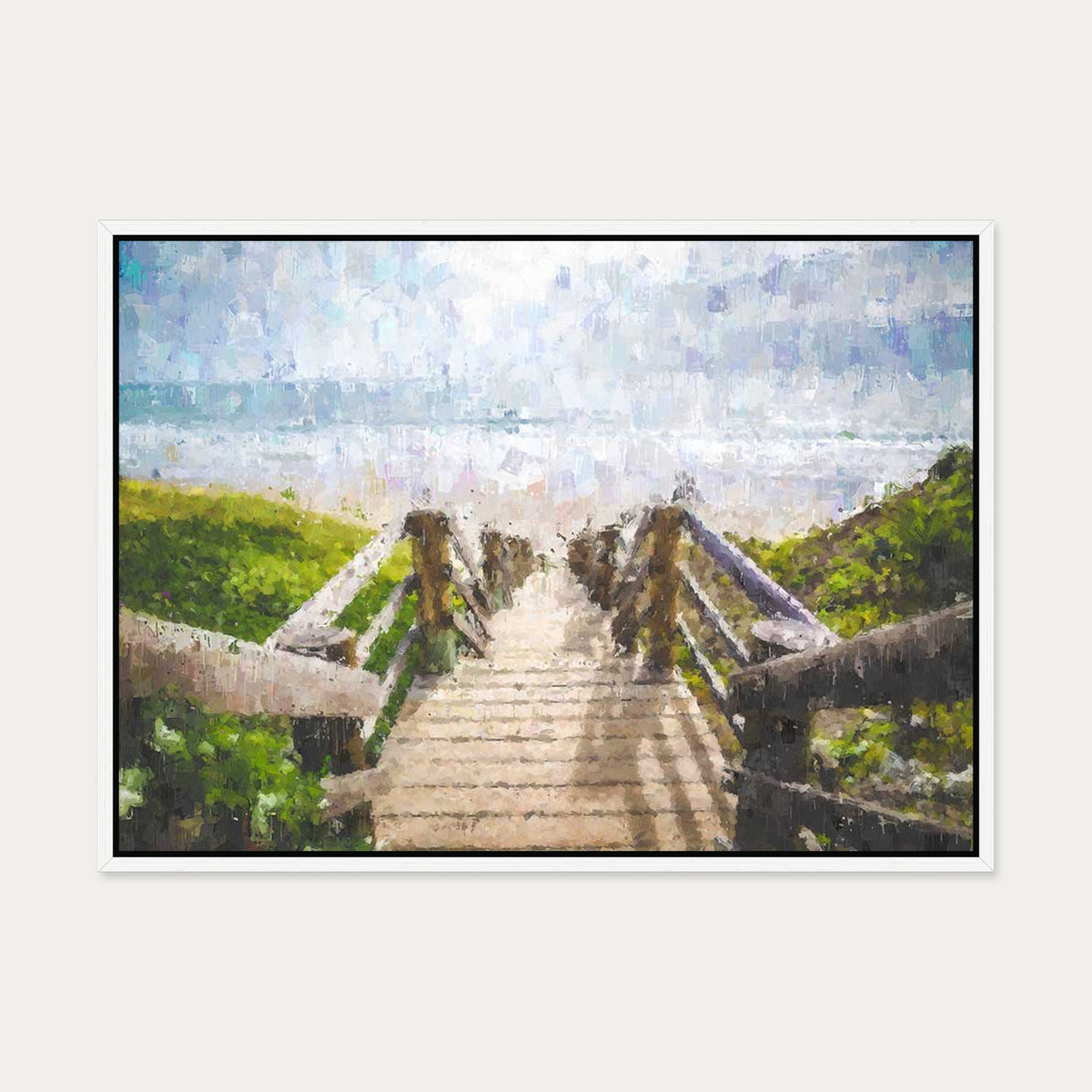 Path To The Beach Canvas Art — 50 x 70 cm — White Frame