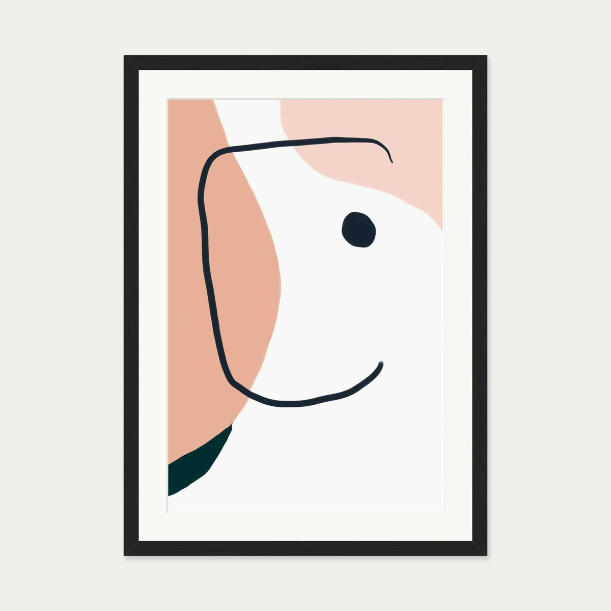 Peach Abstract Blooms 2 Art Print — 50 x 70 cm — Black Frame