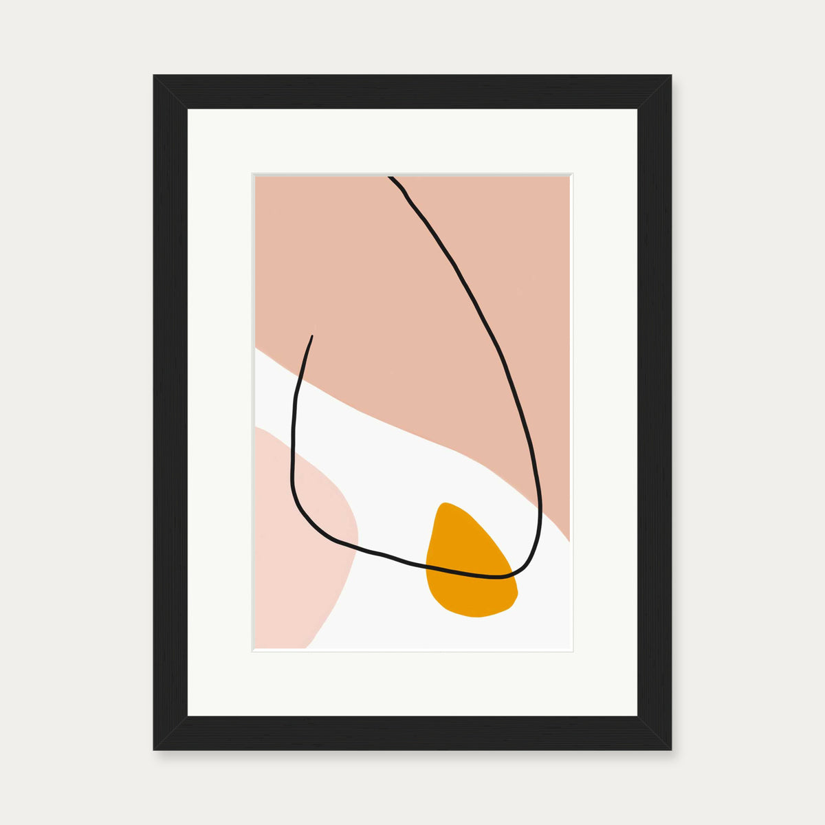 Peach Abstract Blooms Art Print — 30 x 40 cm — Black Frame