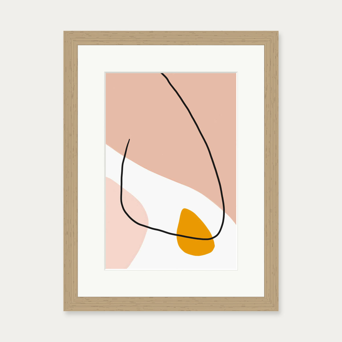 Peach Abstract Blooms Art Print — 30 x 40 cm — Oak Frame