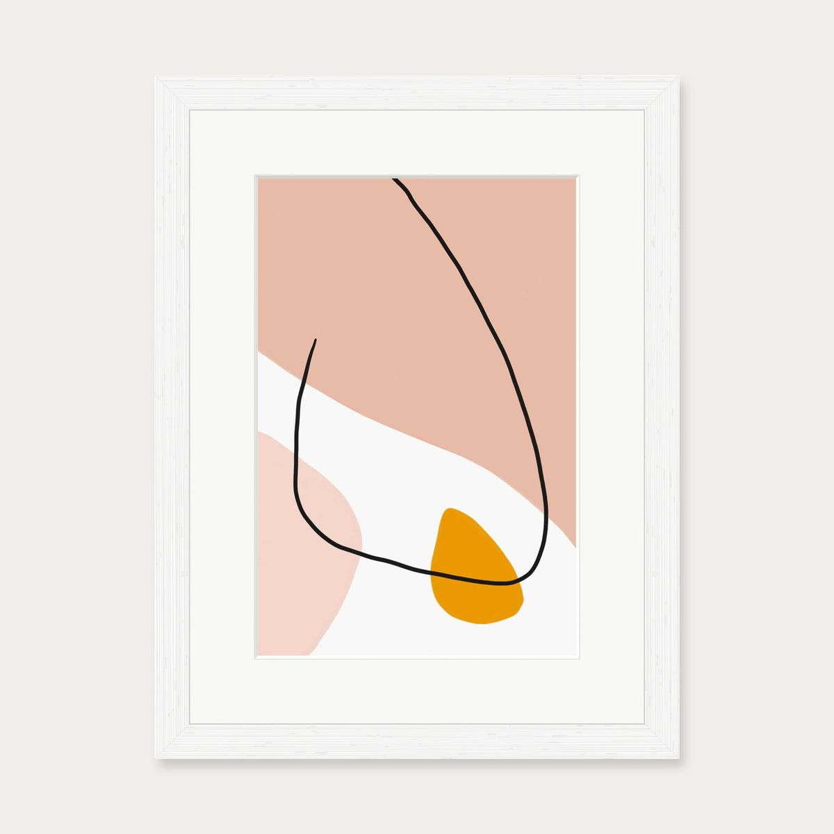 Peach Abstract Blooms Art Print — 30 x 40 cm — White Frame