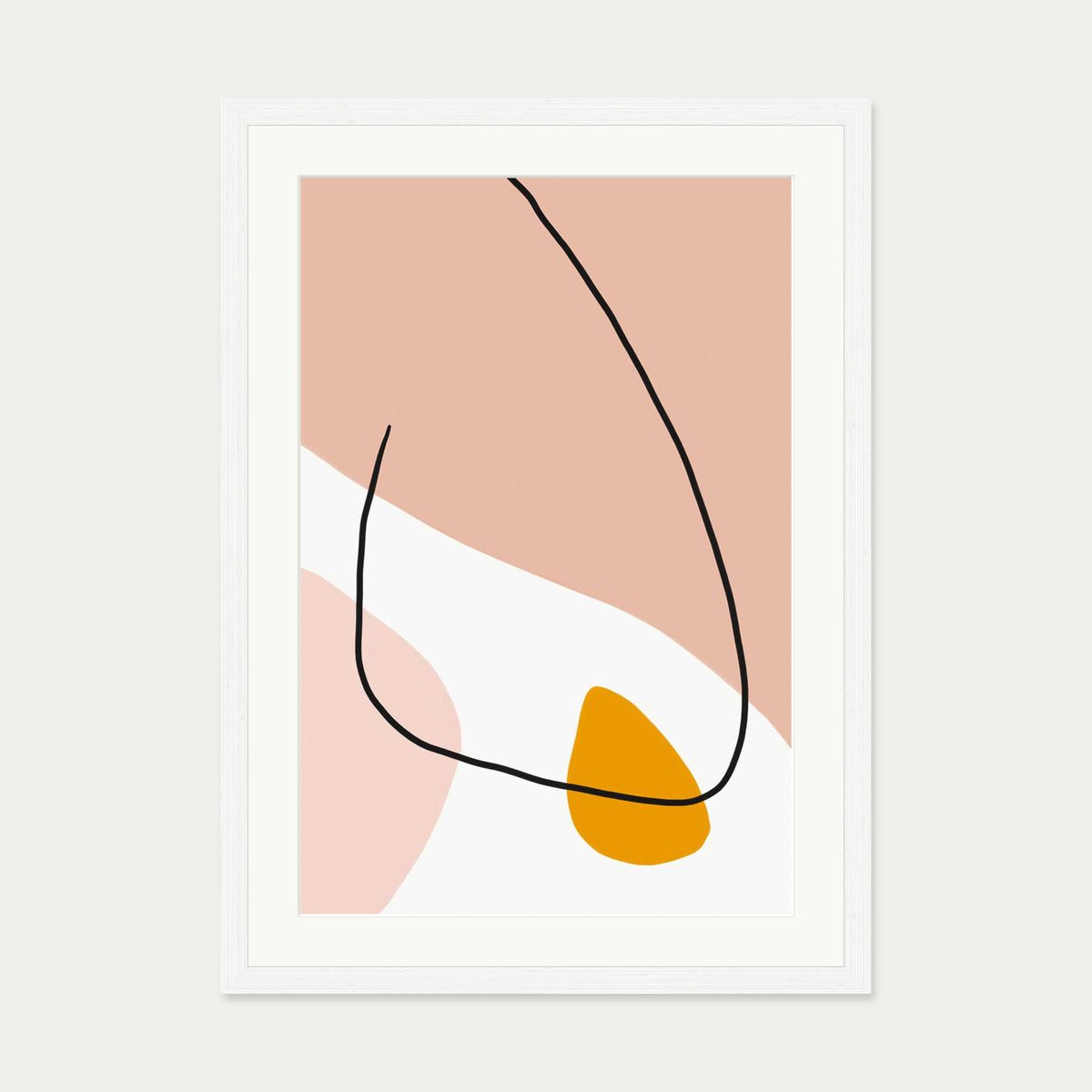 Peach Abstract Blooms Art Print — 50 x 70 cm — White Frame
